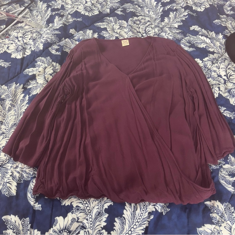 Faded Glory Maroon Elegant Women's Top Size 2X (18W-20W)